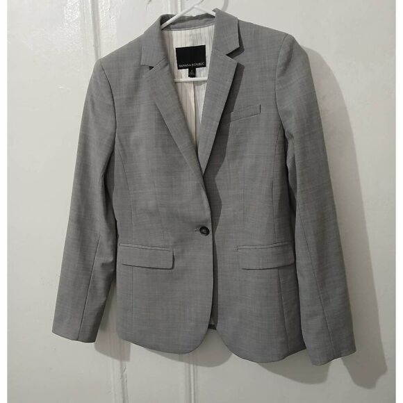 Banana republic womens size 2 fine wool All Seaon blazer jacket gray - Picture 1 of 7